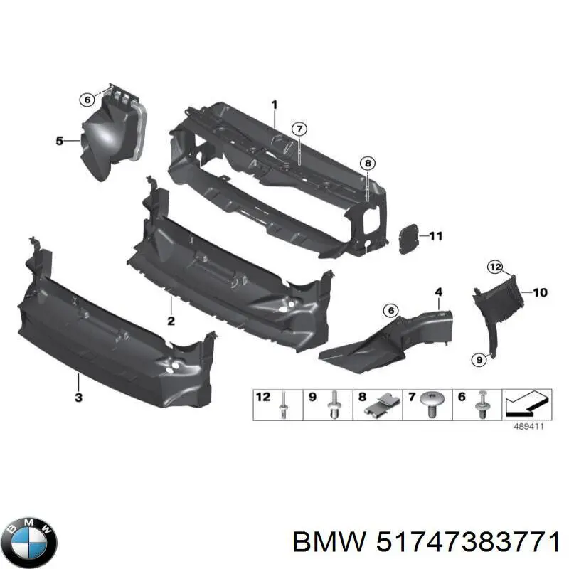 Повітропровід (дефлектор) радіатора, нижній 51747383771 BMW