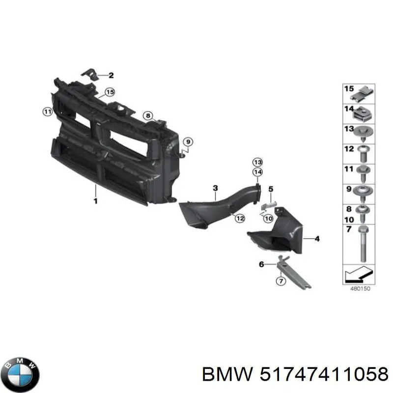 Повітроводи системи охолодження двигуна BMW 51748499132 ціна, від 760.76 USD