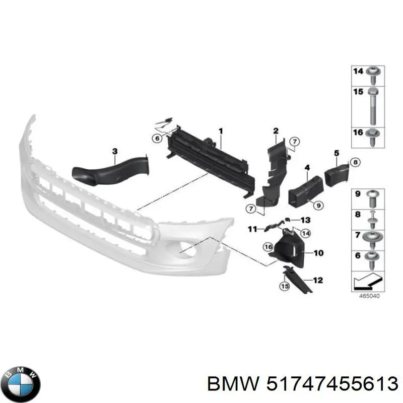51747455613 BMW Повітропровід (дефлектор) радіатора, лівий