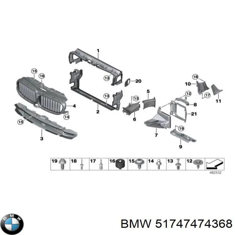 Повітропровід радіатора 51747474368 BMW