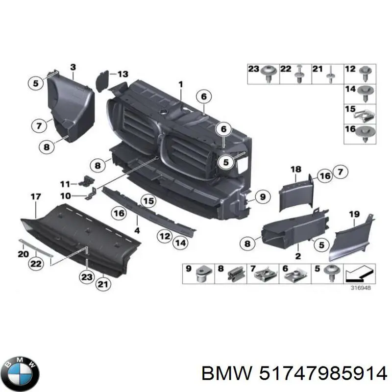 51747985914 BMW пістон (кліп кріплення підкрилки переднього крила)