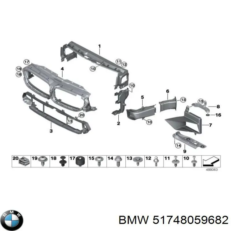 51748059682 BMW Повітропровід (дефлектор) радіатора, правий