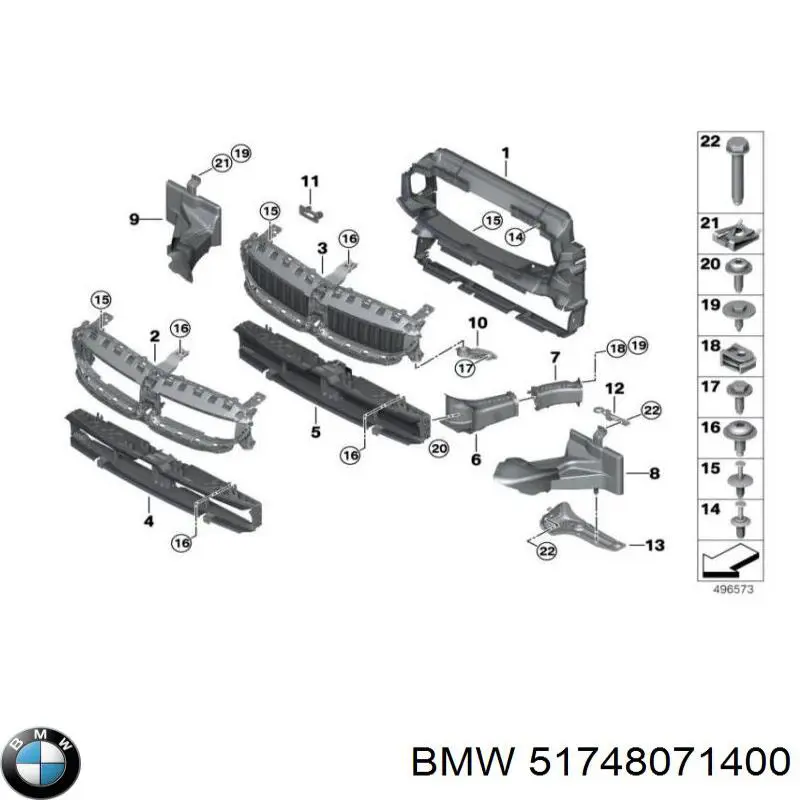 Повітропровід (дефлектор) радіатора, правий BMW 51748071400 ціна, від 52.35 USD