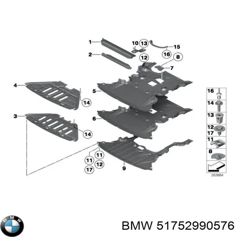 Захист моторного відсіку BMW 51752990576 ціна, від 126.69 USD