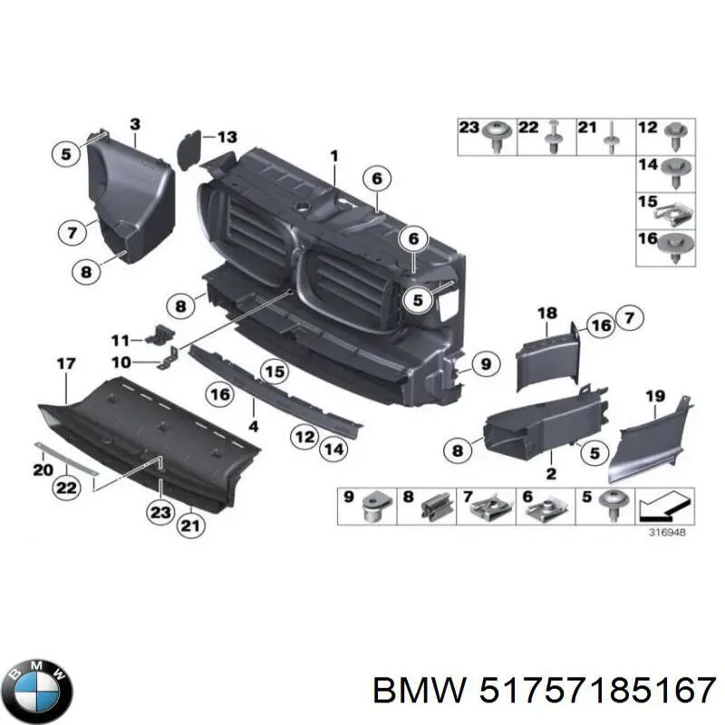 Купити 51757185167 BMW Повітропровід (дефлектор) радіатора, лівий