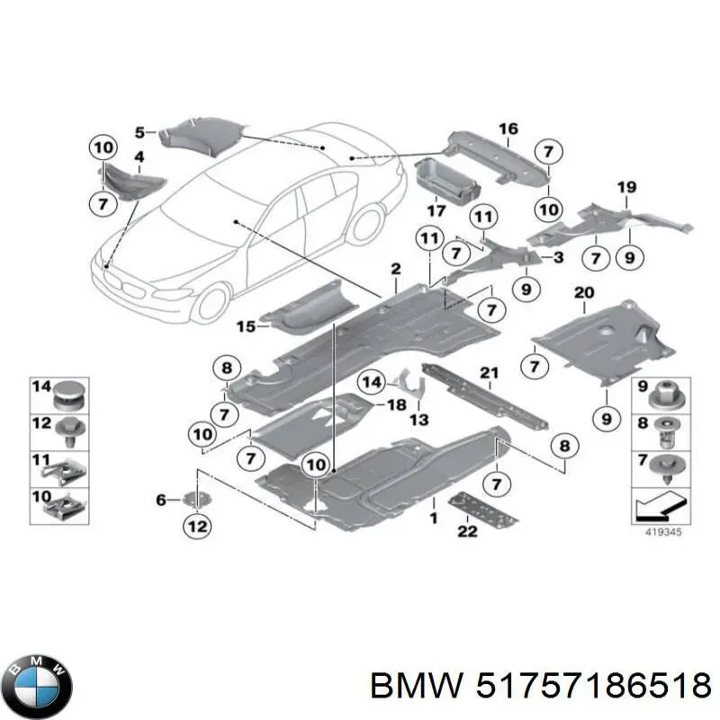 Купити 51757186518 BMW Захист бампера переднього, правий