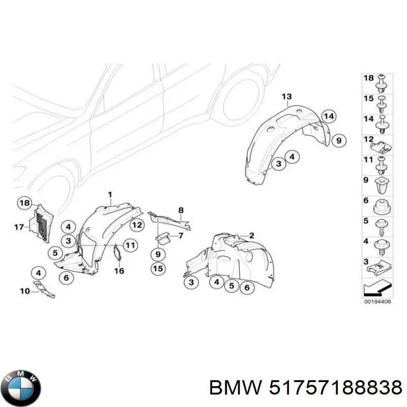 51757188838 BMW Бризковики передній, правий