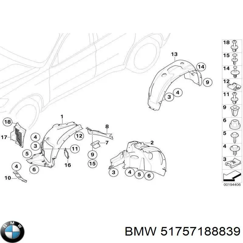 51717188839 BMW Бризговики крила