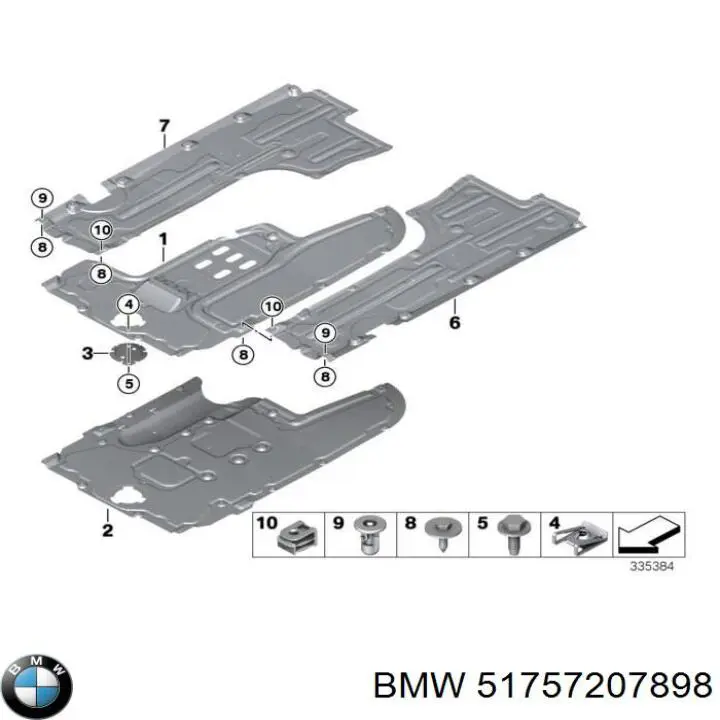 Захист днища, середня частина BMW 51757207898 ціна, від 361.36 USD