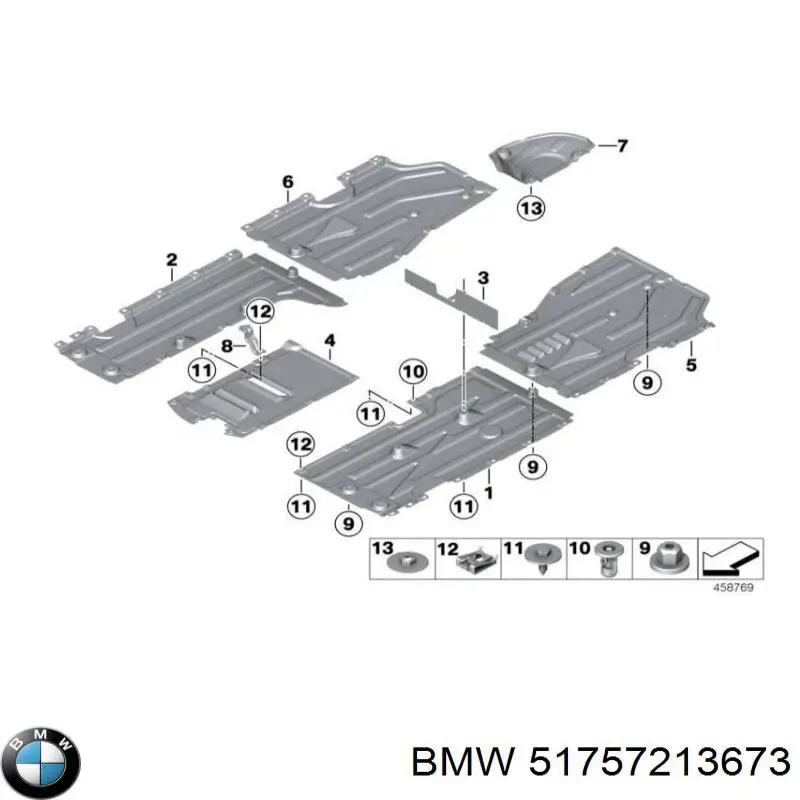 Захист днища, задній лівий 51757213673 BMW