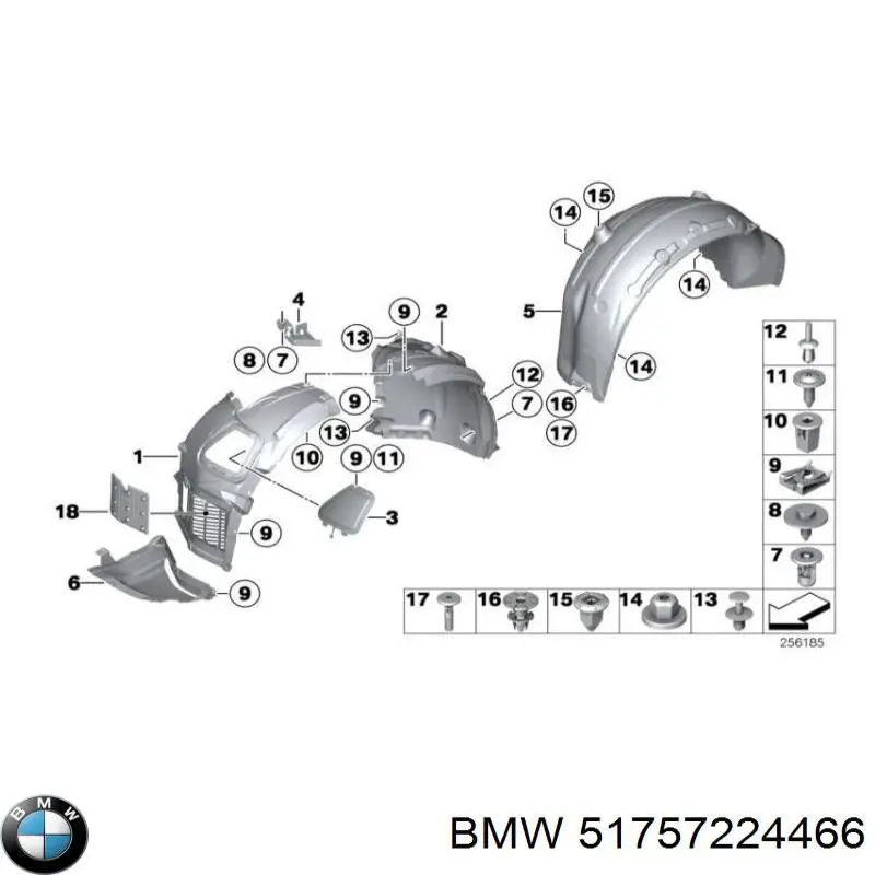Захист бампера переднього, правий BMW 51757224466 ціна, від 61.15 USD