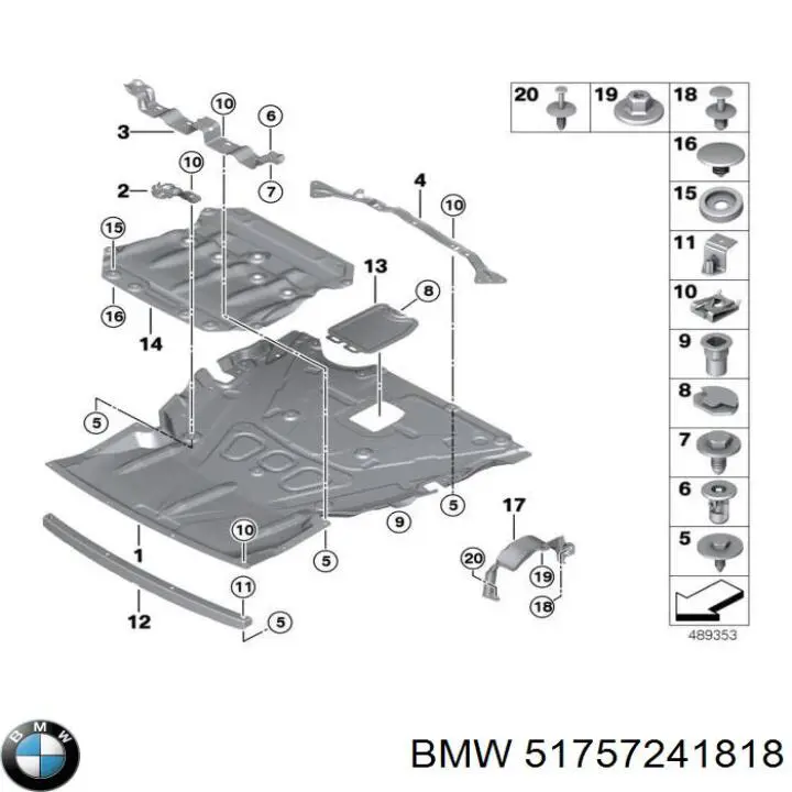 51757241818 BMW захист двигуна, піддона (моторного відсіку)