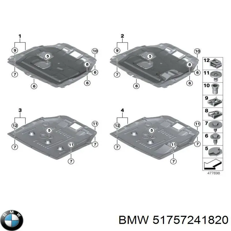 51757241820 BMW Кронштейн кріплення захисту двигуна