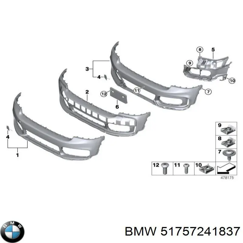 Захист днища, задній лівий 51757241837 BMW