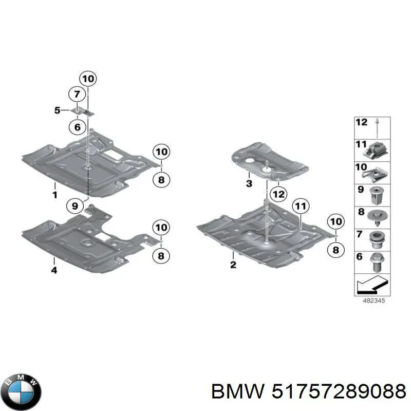 Захист двигуна, піддона (моторного відсіку) 51757289088 BMW