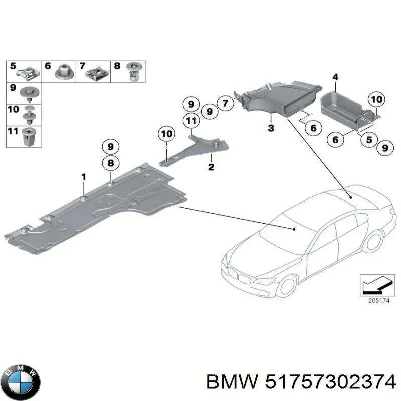 51757302374 BMW Захист днища, паливного бака
