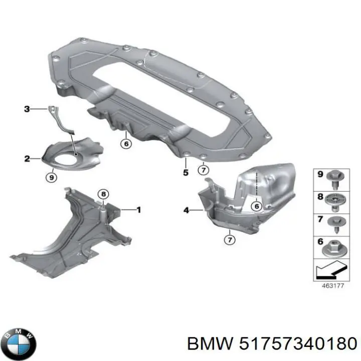 Купити 51757340180 BMW Захист днища, задній правий