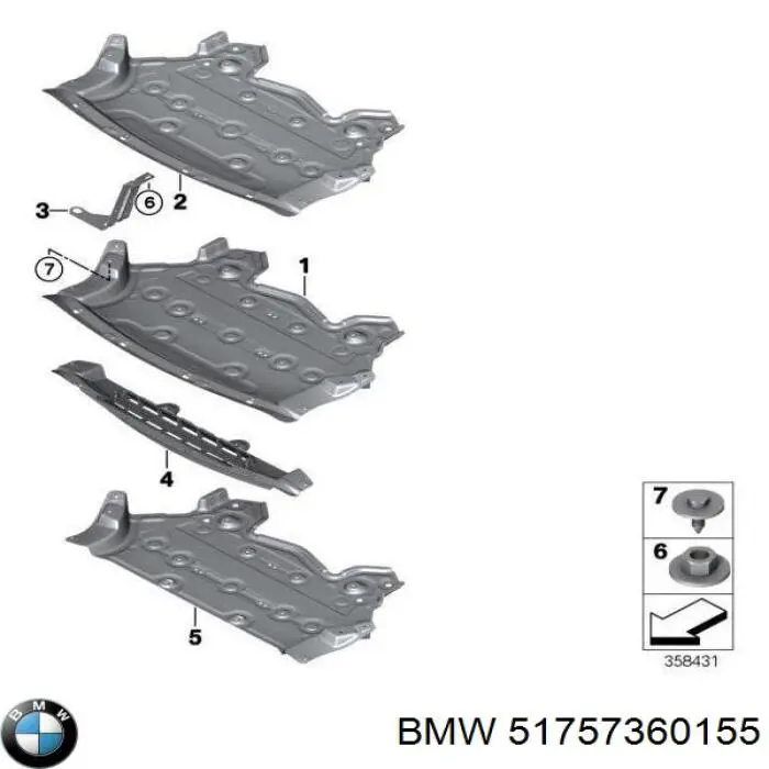 Захист двигуна задній BMW 51757360155 ціна, від 64.00 USD
