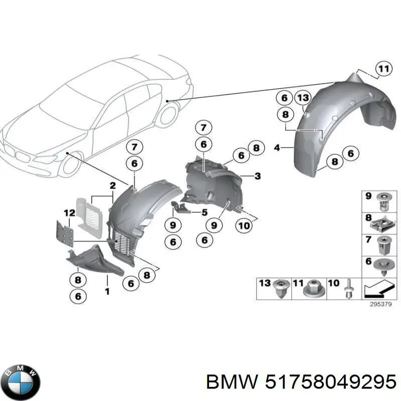 Захист бампера переднього, лівий BMW 51758049295 ціна, від 70.27 USD