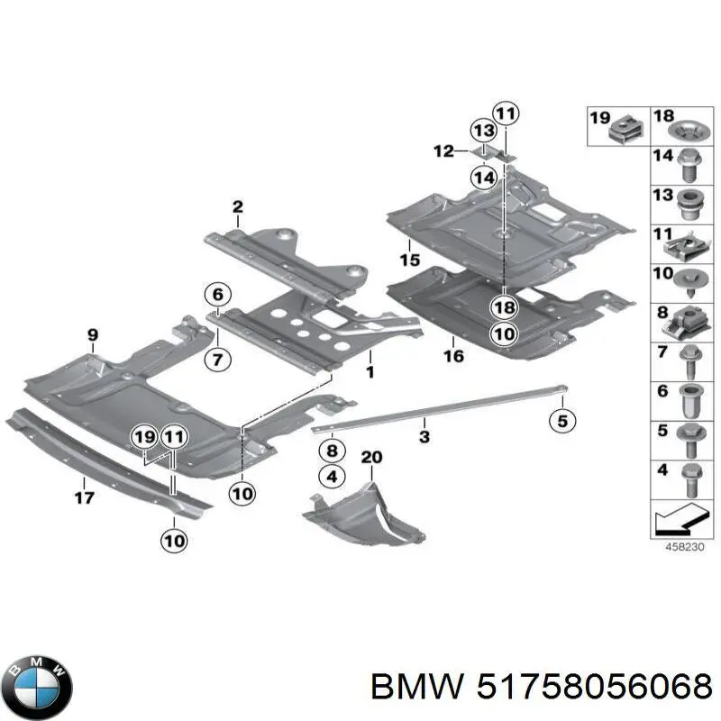 Захист двигуна, правий 51758056068 BMW