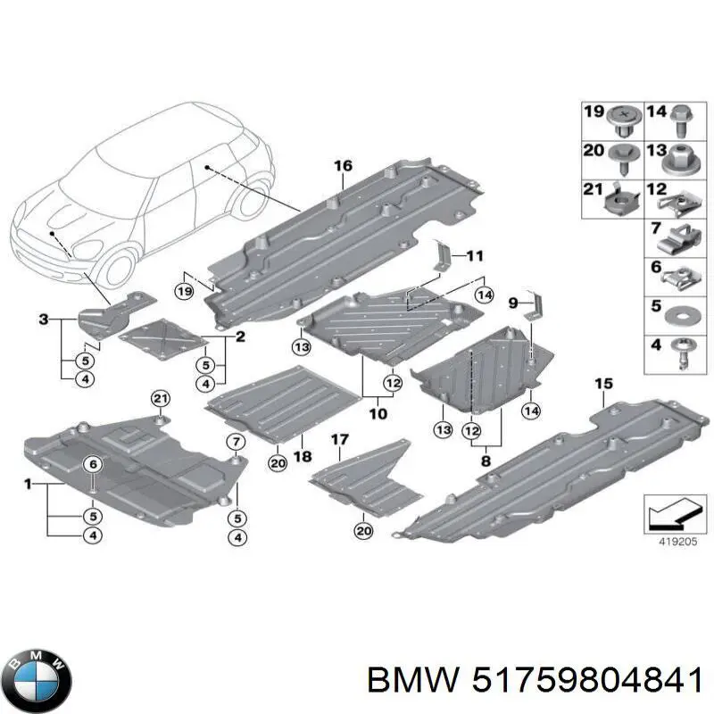51759804841 BMW Захист днища, задній правий