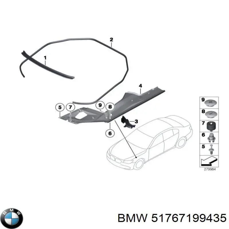 Гумка під капот на BMW 7 (F01, F02, F03, F04)