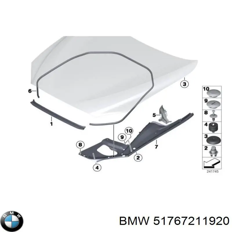 51767211920 BMW Гумка ущільнювача під капот