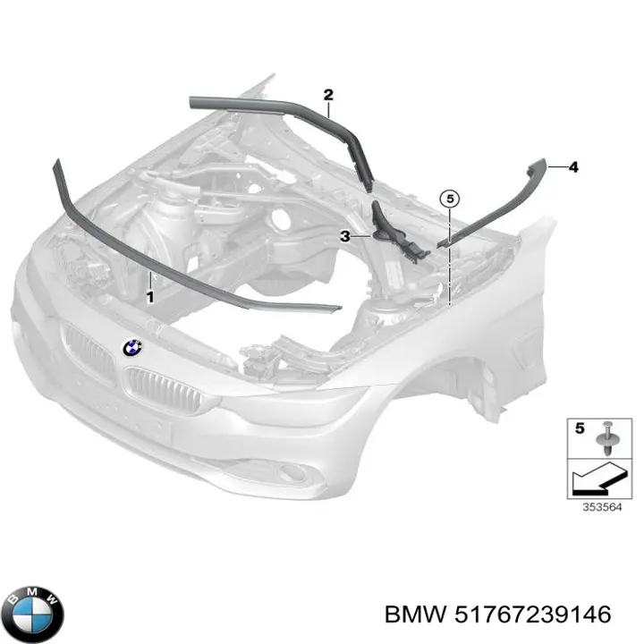 Ущільнювач капота BMW 51767239146 ціна, від 6.25 USD