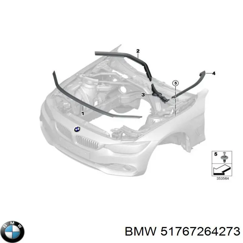 Ущільнювач крила BMW 51767264273 ціна, від 6.35 USD