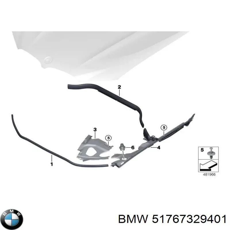 51765A04E71 BMW Накладка ринви задня ліва