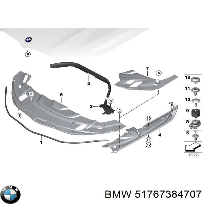 Накладка верхня передній панелі / супорта радіатора на BMW 7 (G11, G12)