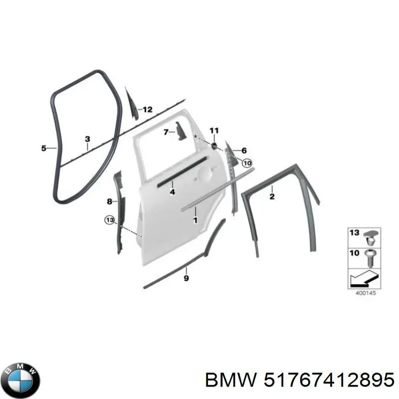 Пістон (кліп) кріплення підкрилки переднього крила 51767412895 BMW