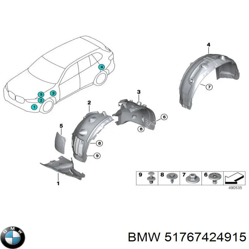 51767424915 BMW Підкрилок заднього крила, лівий