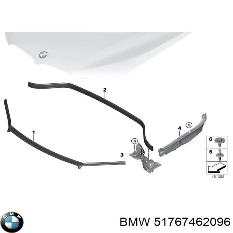 Гумка ущільнювача під капот BMW 51767462096 ціна, від 27.22 USD