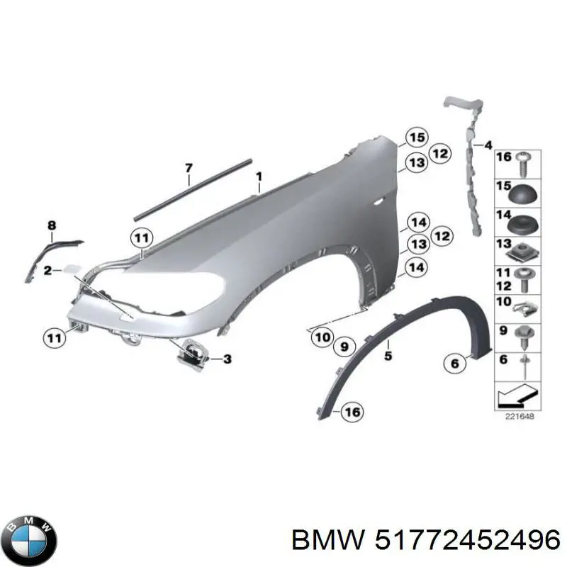51772452496 BMW Розширювач/накладка арки переднього крила, лівий