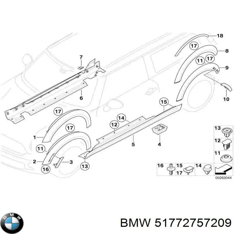Накладка передньої лівої арки колеса BMW 51777349421 ціна, від 43.50 USD