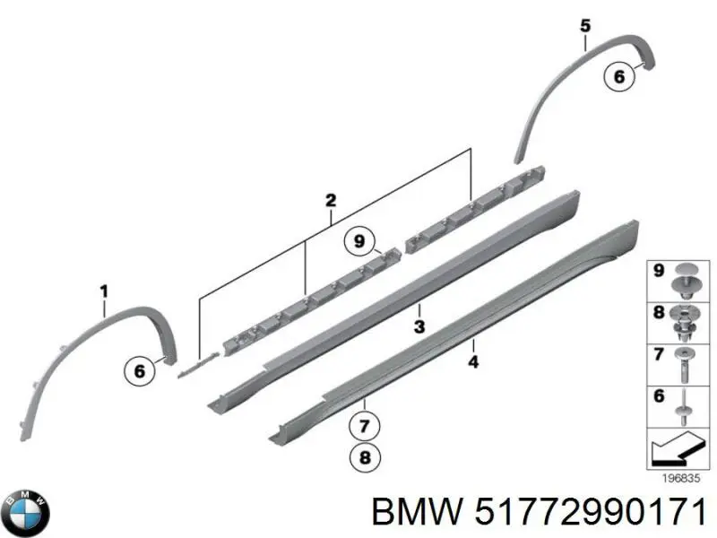 Купити 51772990171 BMW Молдинг арки колеса заднього, лівий