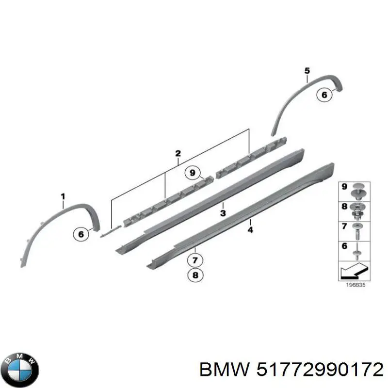 Молдинг задньої арки крила, правий на BMW X1 (E84)