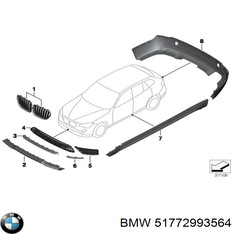 Накладка зовнішня (молдинг) порога, правий 51772993564 BMW