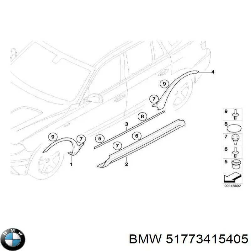 Розширювач задньої арки колеса, лівий BMW 51773415405 ціна, від 114.00 USD