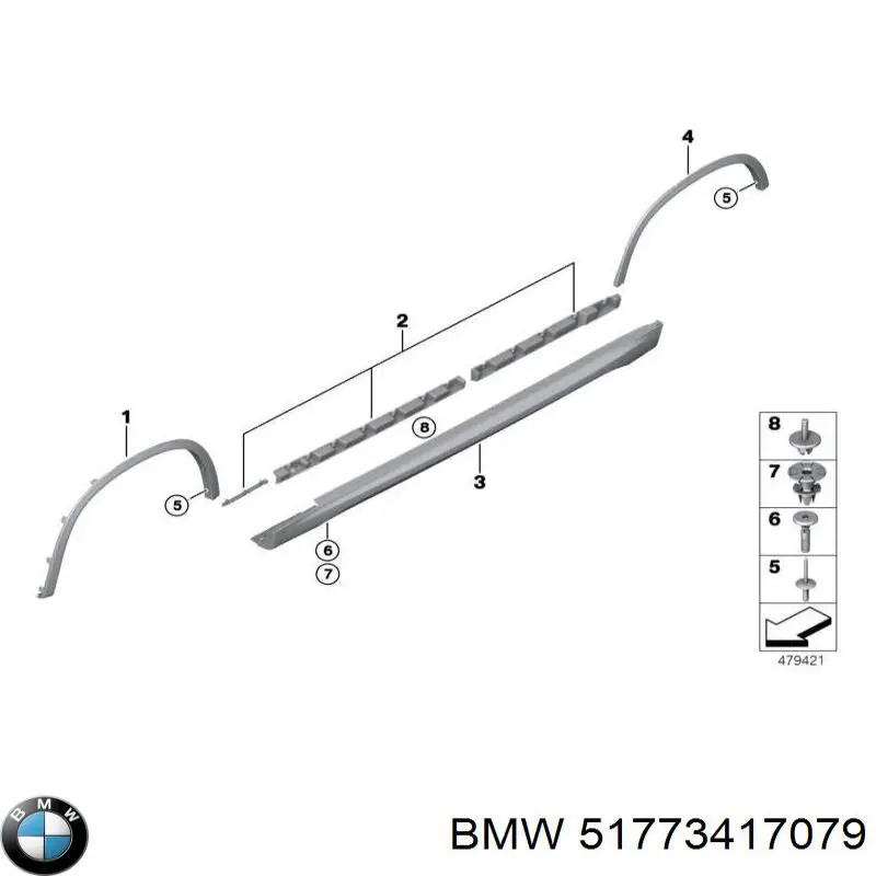 Накладка передньої лівої арки колеса BMW 51773417079 ціна, від 114.00 USD