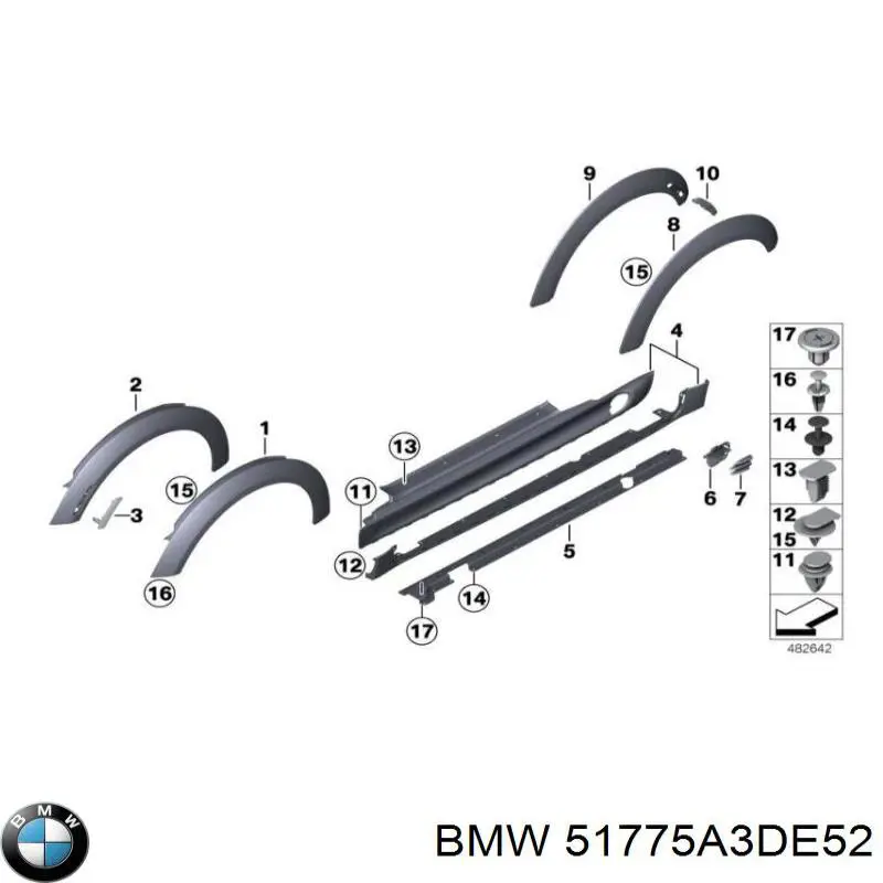 Накладка зовнішня (молдинг) порога, правий 51775A3DE52 BMW