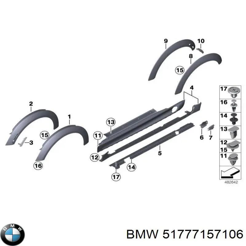Купити 51777157106 BMW Розширювач заднього крила, правий