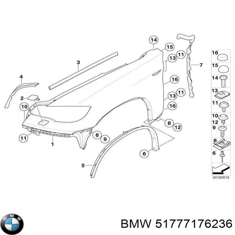Розширювач/накладка арки переднього крила, правий на BMW X6 (E72)