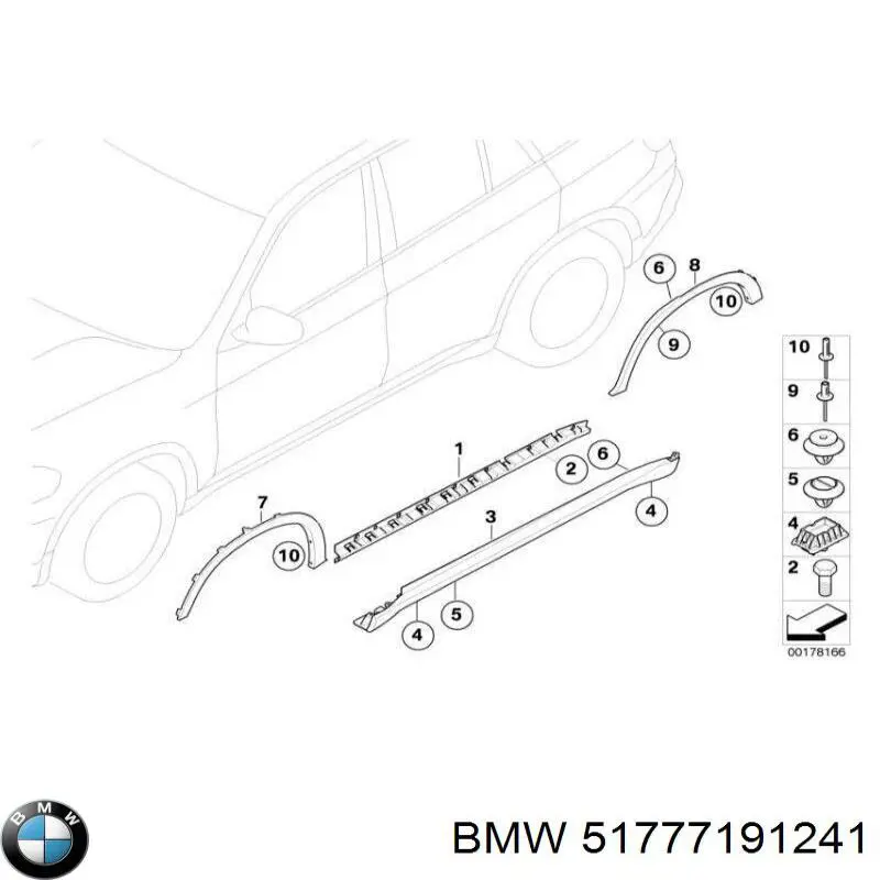 Накладка зовнішня (молдинг) порога, лівий на BMW X5 (E70)