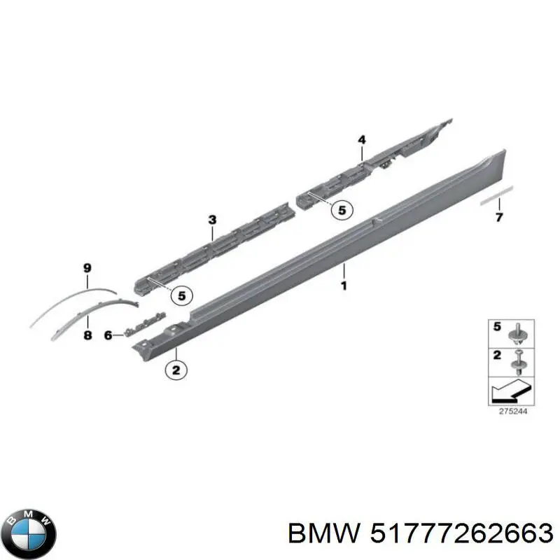 Поріг зовнішній лівий на BMW 5 (F10)