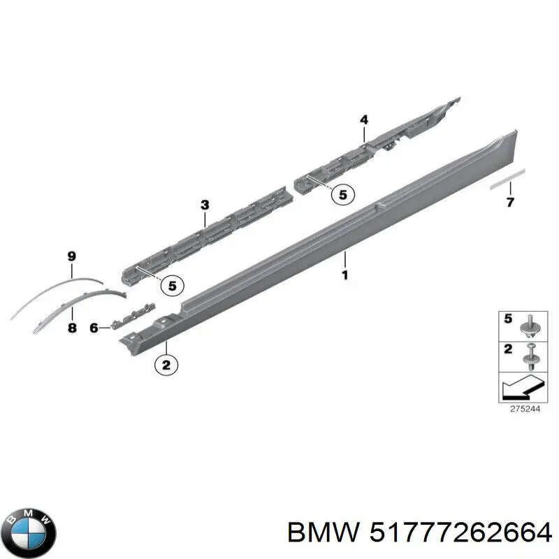 Поріг зовнішній правий на BMW 5 (F10)