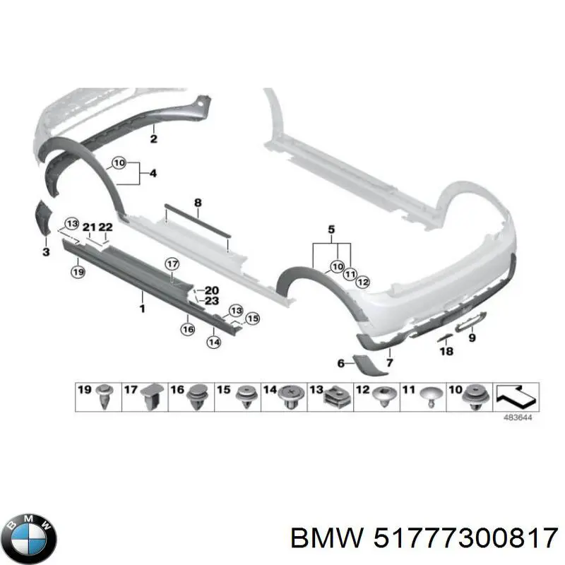 51777300817 BMW Накладка зовнішня (молдинг) порога, лівий