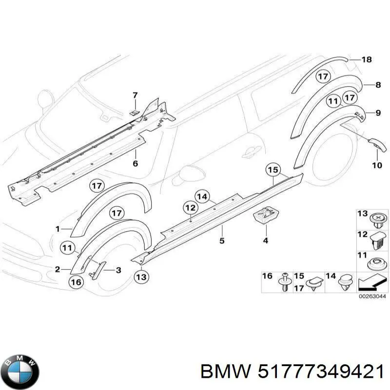 Накладка передньої лівої арки колеса BMW 51777349421 ціна, від 43.50 USD