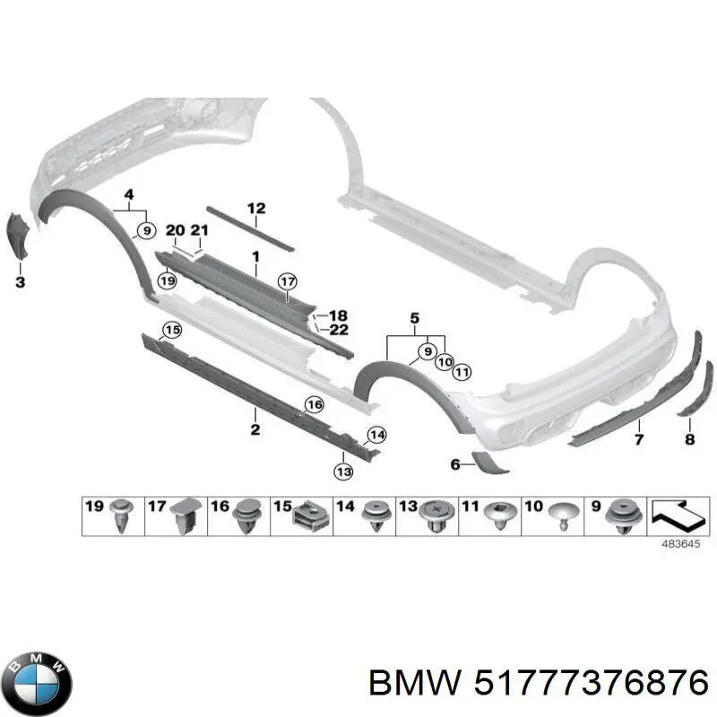 51777376876 BMW Молдинг арки колеса заднього, правий